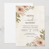 Invitation Mariage végétal doux (Devant / Derrière)
