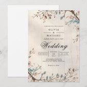 Invitation Mariage végétal doux (Devant / Derrière)