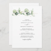 Invitation Mariage végétal Feuille Eucalyptus (Devant / Derrière)