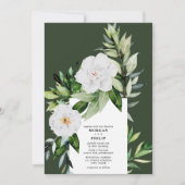 Invitation Mariage végétal floral flanc foncé (Devant)