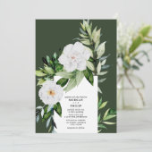 Invitation Mariage végétal floral flanc foncé (Debout devant)