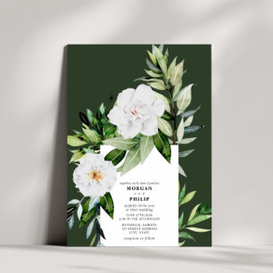 Invitation Mariage végétal floral flanc foncé