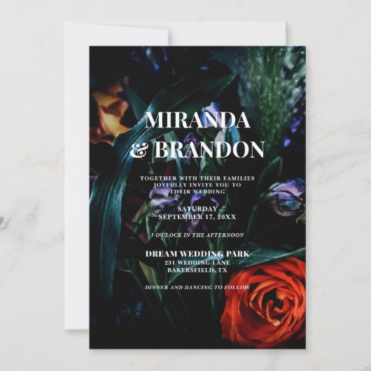 Invitation Mariage végétal foncé (Devant)