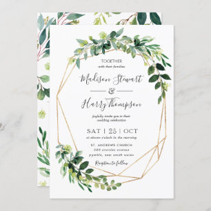 Invitation Mariage végétal géométrique des Eucalyptus