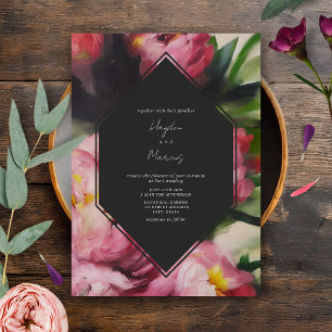 Invitation Mariage végétal géométrique foncé