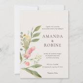 Invitation Mariage végétal minimaliste aquarelle (Devant)
