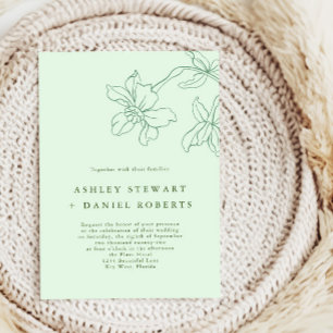 Invitation Mariage végétal moderne Floral Sage vert