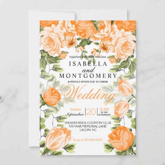 Invitation Mariage végétal orange (Devant)