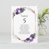 Invitation Mariage végétal pourpre Numéro de tableau (Debout devant)