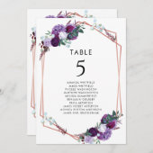 Invitation Mariage végétal pourpre Numéro de tableau (Devant / Derrière)