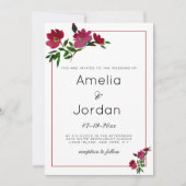 Invitation Mariage végétal rose bordeaux vert (Devant)