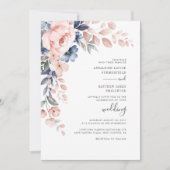 Invitation Mariage végétal rose moderne (Devant)