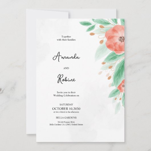 Invitation Mariage végétal simple (Devant)