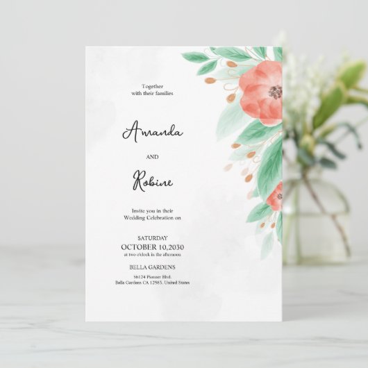 Invitation Mariage végétal simple (Debout devant)