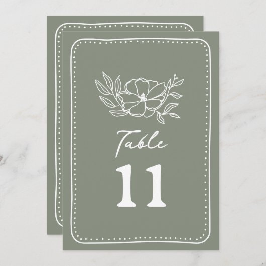 Invitation Mariage végétal vert Sage (Devant / Derrière)