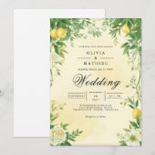 Invitation Mariage verdoyant Citrus (Devant / Derrière)