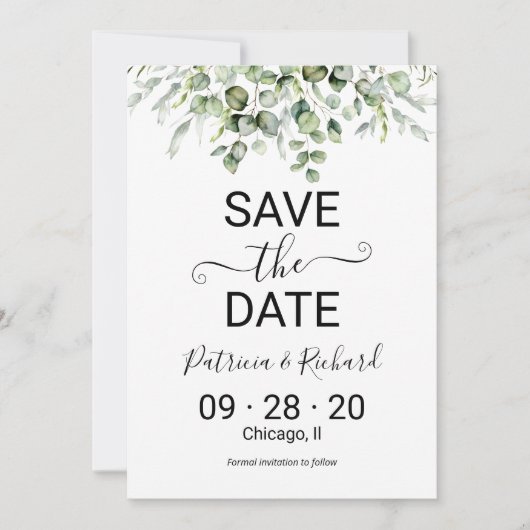Invitation Mariage verdoyant Enregistrer La Date (Devant)