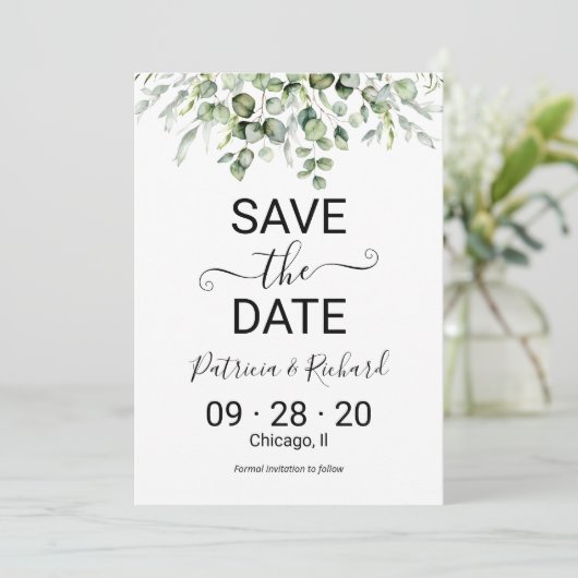 Invitation Mariage verdoyant Enregistrer La Date (Debout devant)
