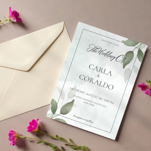Invitation Mariage verdoyant minimaliste