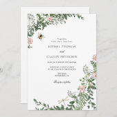 Invitation Mariage verdure et fleurs (Devant / Derrière)