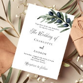 Invitation Mariage verdure olivier feuilles simple script lux