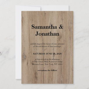 Invitation Mariage Véritable Grain de Bois Naturel