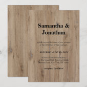 Invitation Mariage Véritable Grain de Bois Naturel (Devant / Derrière)