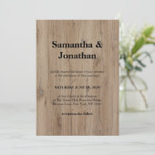 Invitation Mariage Véritable Grain de Bois Naturel (Debout devant)