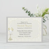 Invitation Mariage verre Bubbly Damask Fête des mariées Invit (Debout devant)