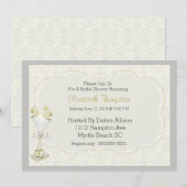 Invitation Mariage verre Bubbly Damask Fête des mariées Invit (Devant / Derrière)