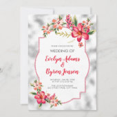 Invitation Mariage Verre Gris Clair Et Fleurs (Devant)