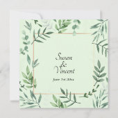 Invitation Mariage vert à cadre de faune et de flore élégant (Dos)