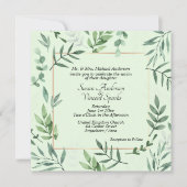 Invitation Mariage vert à cadre de faune et de flore élégant (Devant)