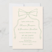 Invitation Mariage vert à la main tiré Quirky Bow (Devant)