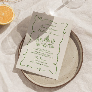 Invitation Mariage vert à main levée