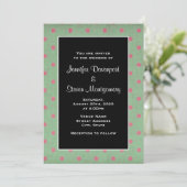 Invitation Mariage Vert à pois roses (Debout devant)
