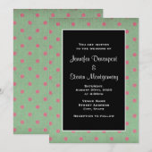 Invitation Mariage Vert à pois roses (Devant / Derrière)