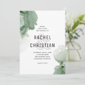 Invitation mariage vert abstrait moderne (Debout devant)
