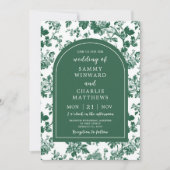 Invitation Mariage Vert Antique Chinoiserie (Devant)