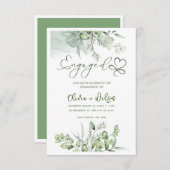 Invitation mariage vert aquarelle enregistrer la date invitat (Devant / Derrière)