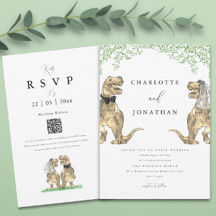 Invitation Mariage Vert avec un Thème de Dinosaures