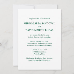 Invitation Mariage vert bilingue minimaliste