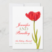 Invitation Mariage vert blanc à tulipe rouge simple (Devant)