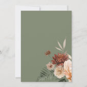 Invitation Mariage vert Boho Peach & Rust Floral Sage (Dos)