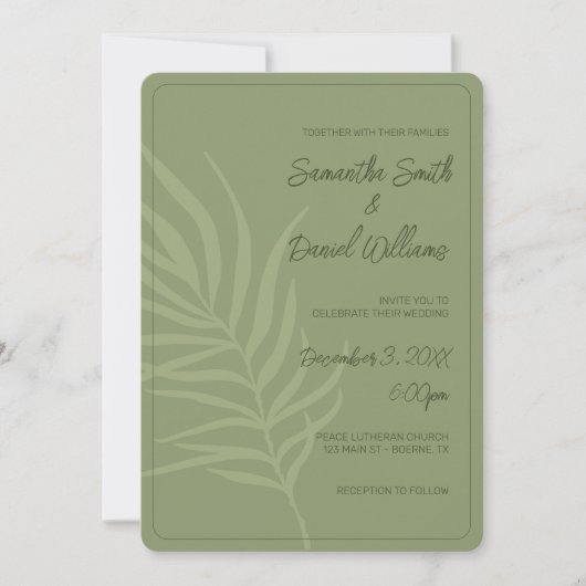 Invitation Mariage vert Boho Sage (Devant)
