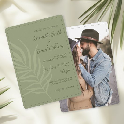 Invitation Mariage vert Boho Sage