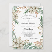 Invitation Mariage vert botanique blanc Bohème (Devant)