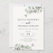 Invitation Mariage Vert Botanique Rustique Eucalyptus (Devant)