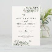 Invitation Mariage Vert Botanique Rustique Eucalyptus (Debout devant)