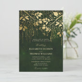 Invitation Mariage vert Chasseur d'or de la forêt enchantée (Debout devant)